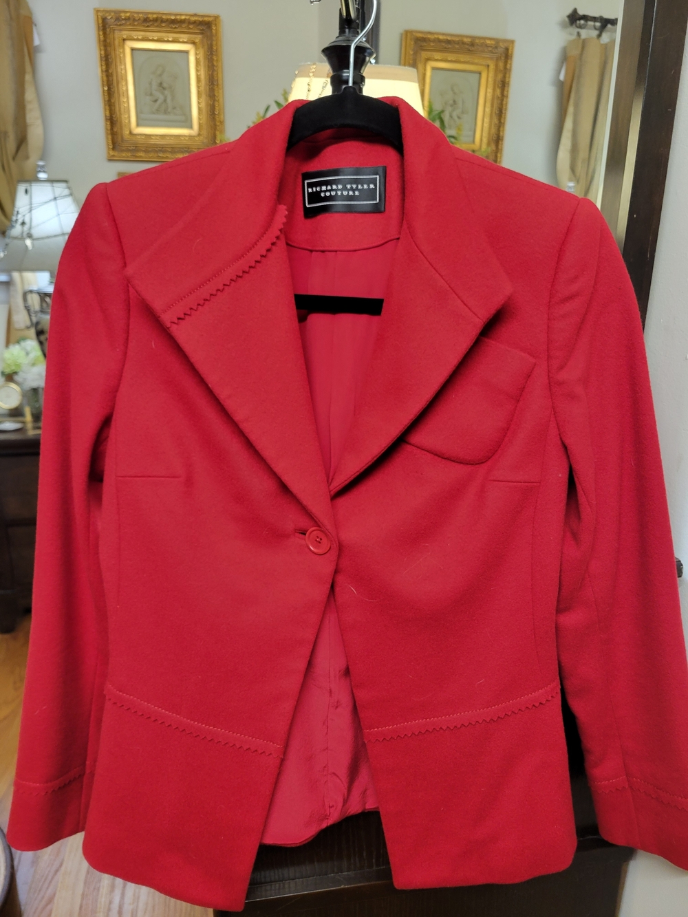 Richard Tyler Red Single-Button Tailored Blazer